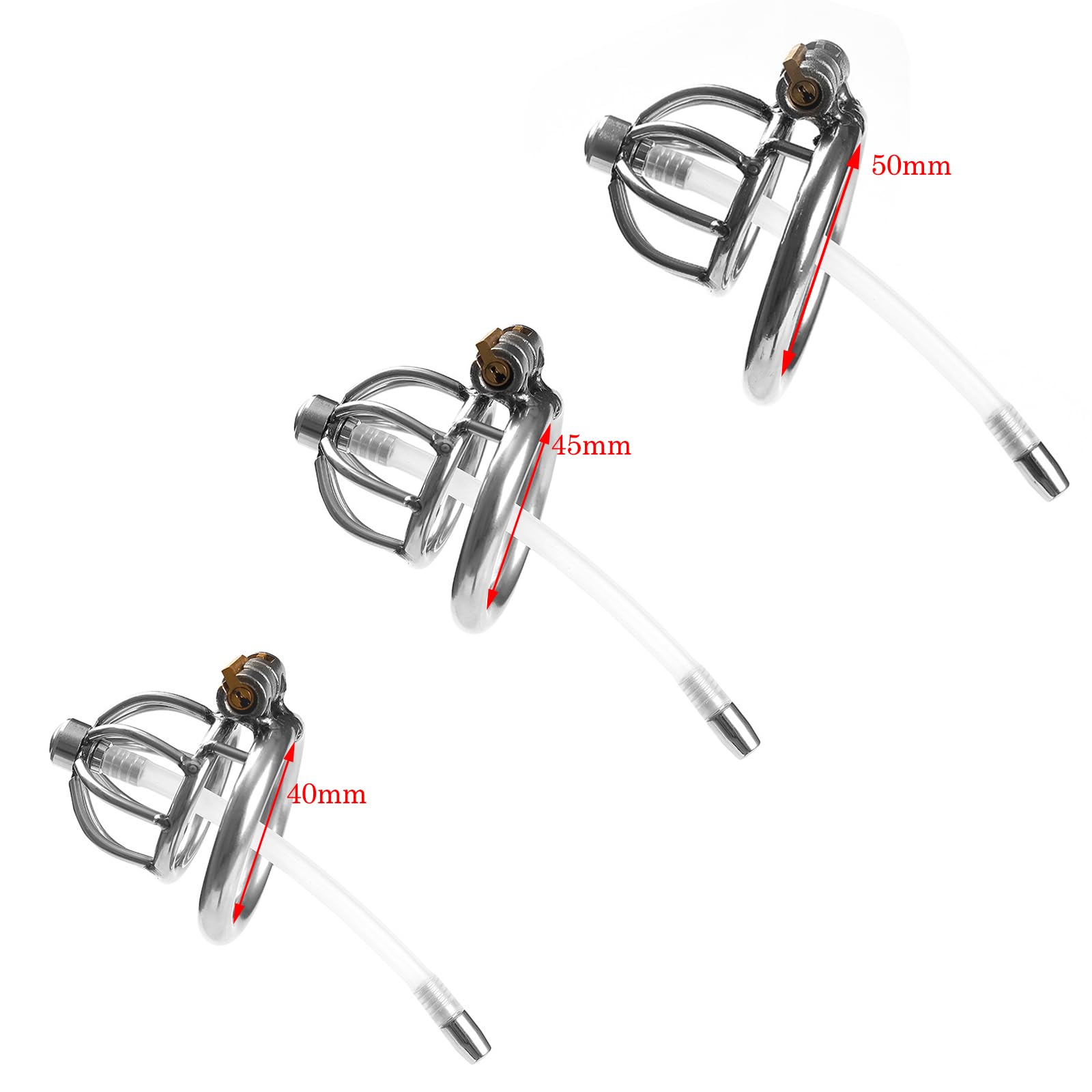 BDSMYOU Gabbia di Castità per Uomo,Gabbia per Pene in Acciaio Inossidabile con Dilatatore Uretrale e 3 Anelli per Testicoli,Chastity Cage in Metallo Cintura di Castità,Sex Toys Uomo (A)