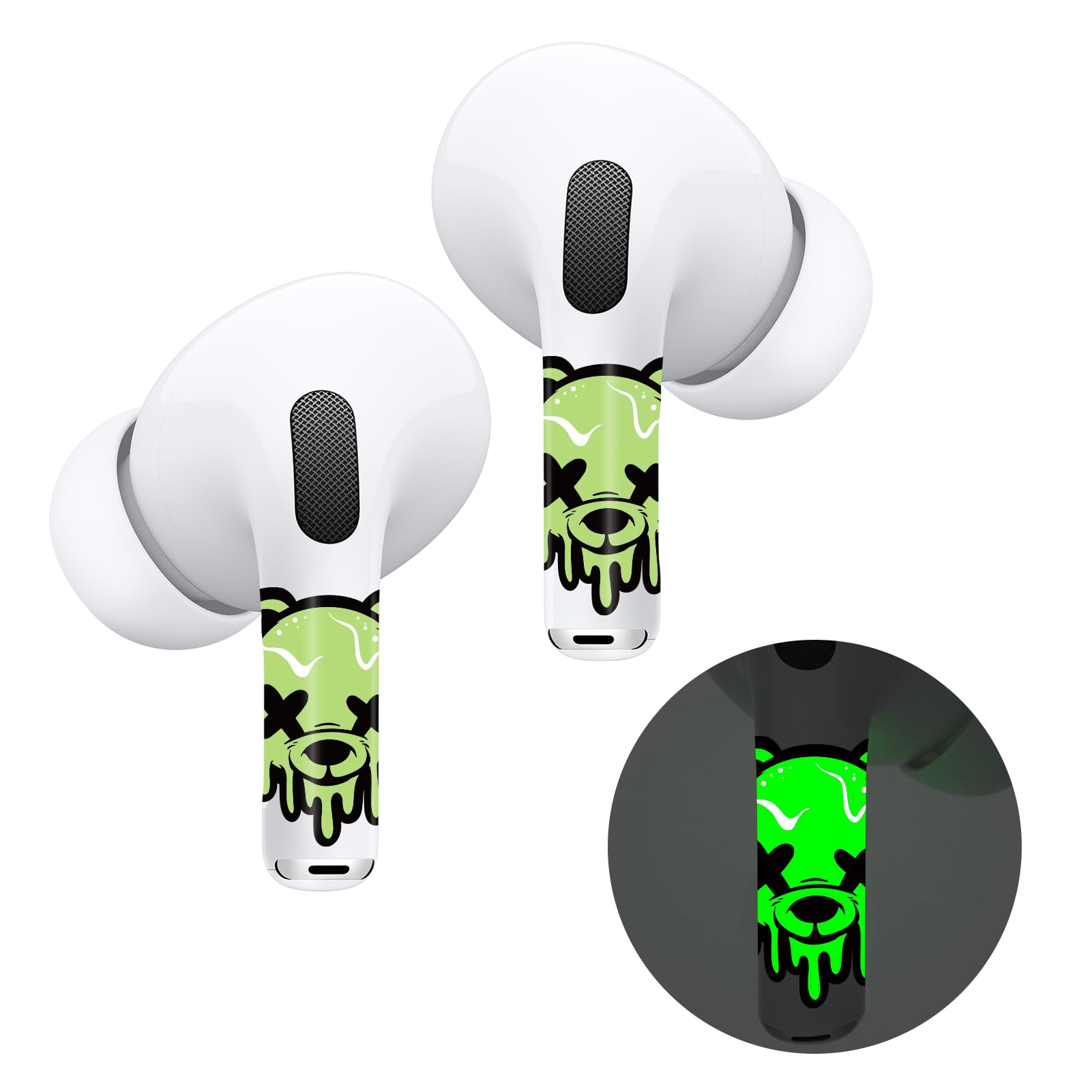 RockMax for AirPod Skins Wraps, Glow in The Dark Stickers for Earbuds, Luminous Bear Wrap Decals for AirPods Pro 3/Pro 2/Pro, Gen 1/2/3/4,