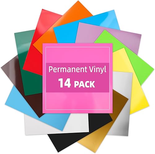 Paquete de 14 láminas de vinilo permanentes, autoadhesivas para Cricut, hojas de vinilo permanentes para exteriores para calcomanías del hogar,