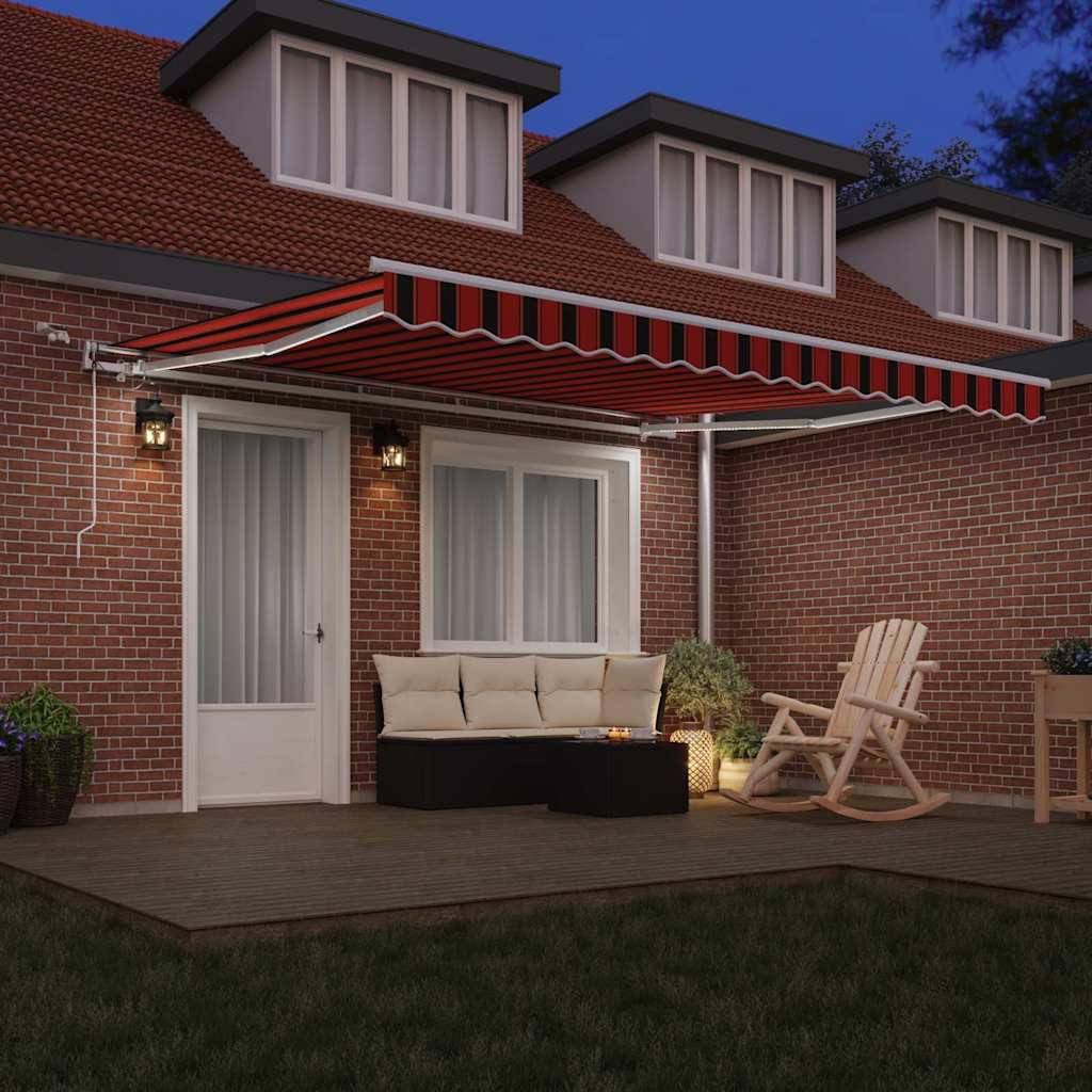 Festnight Store banne Motorisé 4X 3,5m Store banne Aluminium avec LED Intégré Auvent de Terrasse Rétractable aux UV/Vent/Eau pour Patio Balcon-Orange et marron-400 × 350 cm