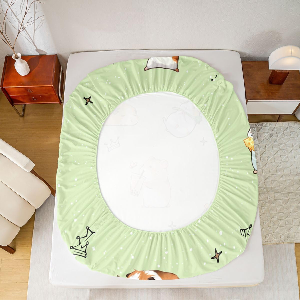 Homewish Świnka morska zestaw pościeli król kawaii mysz dopasowane prześcieradło mleko herbata owoce prześcieradła, gryzonie zwierzę narzuta na łóżko 3 szt