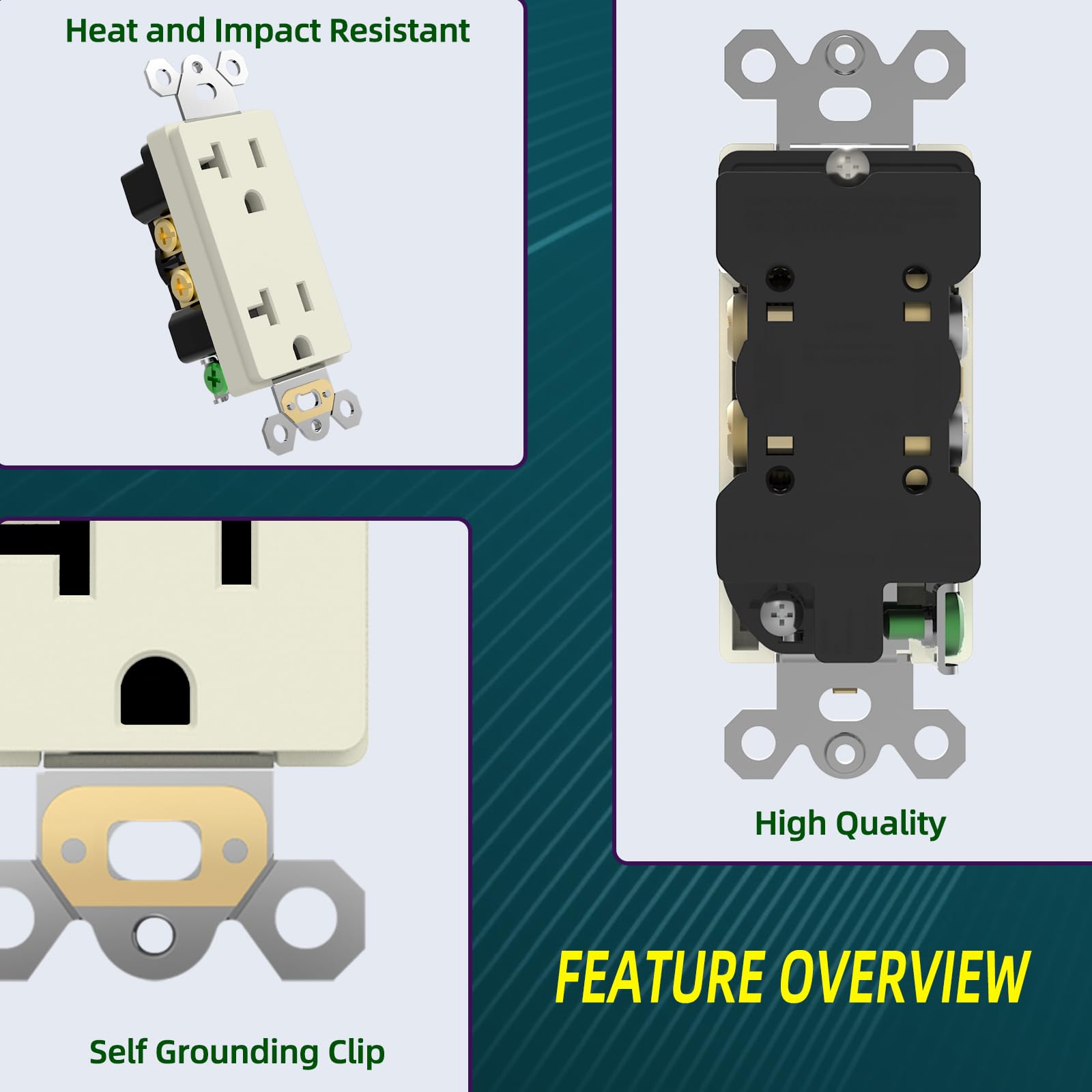 Snapklik.com : 20Amp Decorator Wall Receptacle Outlet, Non-Tamper ...