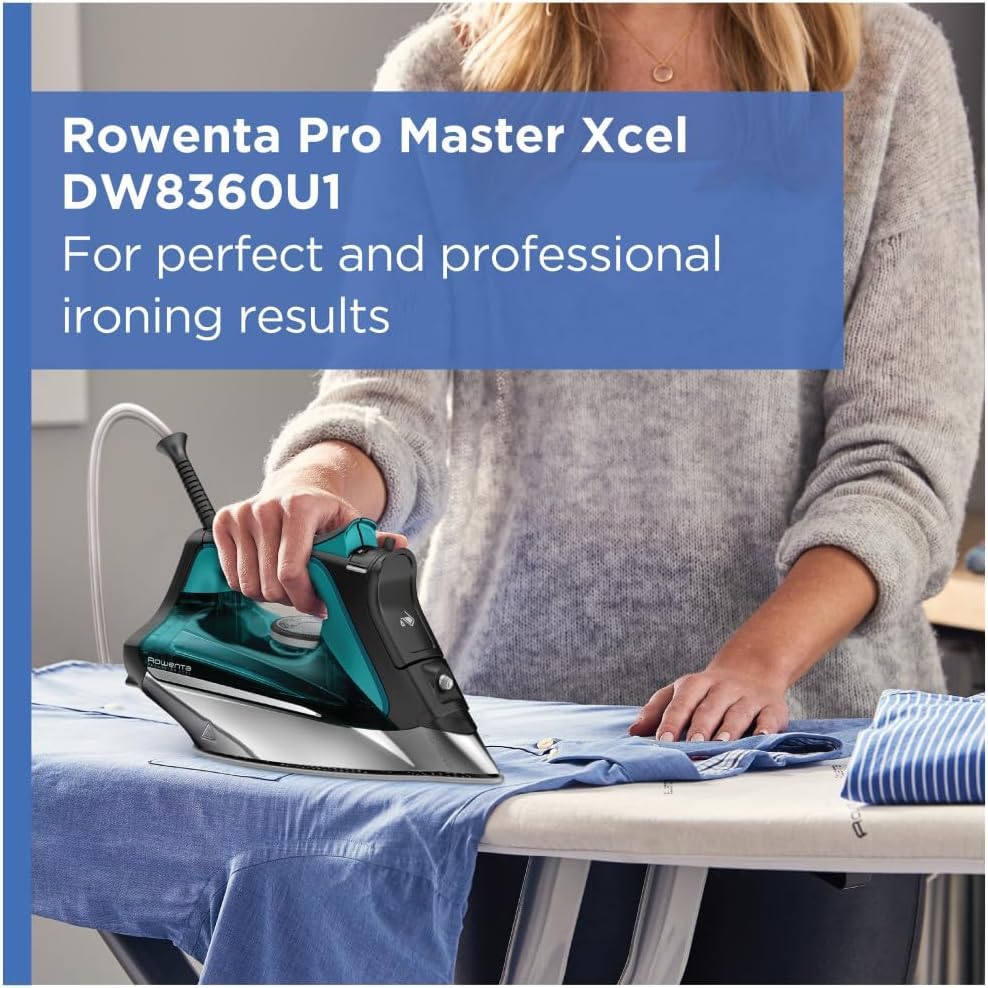 Image of Rowenta Pro Master Stainless Steel Soleplate Steam Iron for Clothes, Anti-Drip Protection, 210 g /min, 400 Microsteam Holes, 1775 Watts Iron Steamer for Clothes, Powerful Steam DW8360 (Pack of 3)