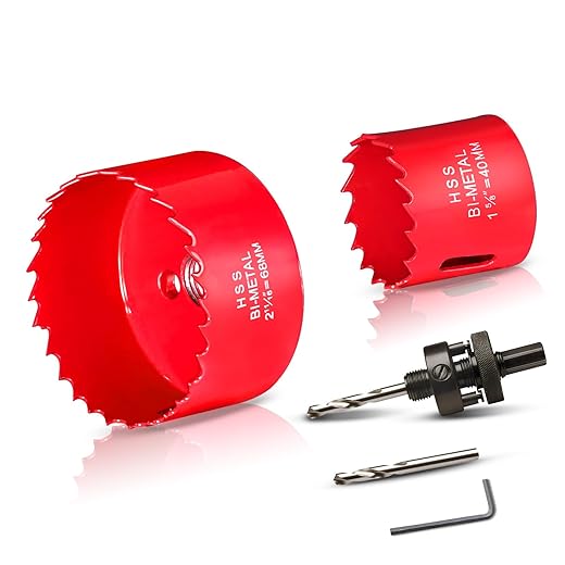HYCHIKA Bi-Metal Hole Saw, 2PCS Hole Saw Set 68mm 40mm, Cutting Depth: 32mm, Perfect for Drilling Soft Metal, Wood, PVC Board and Plastic