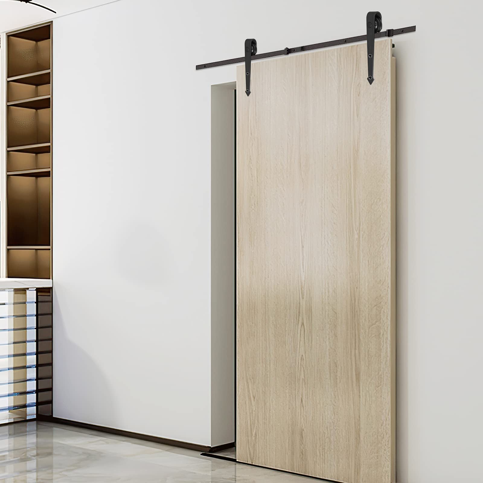 Sonnewelt Herraje para puerta corredera de 152 cm (5 pies), guía para puerta corredera, sistema de puerta corredera, herrajes para puerta corredera, sistema de puertas correderas hasta 150 kg