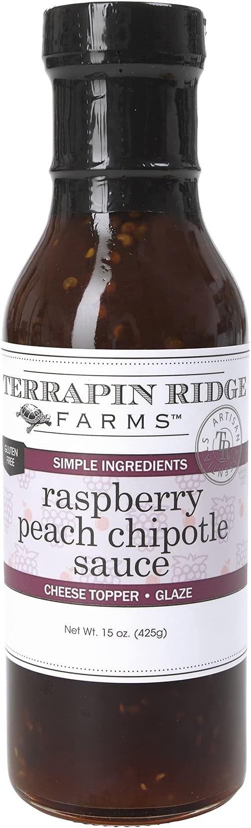 Terrapin Ridge Farms Raspberry Peach Chipotle Sauce – Sweet & Smoky BBQ Glaze and Spread – 15 Fl Oz Bottle