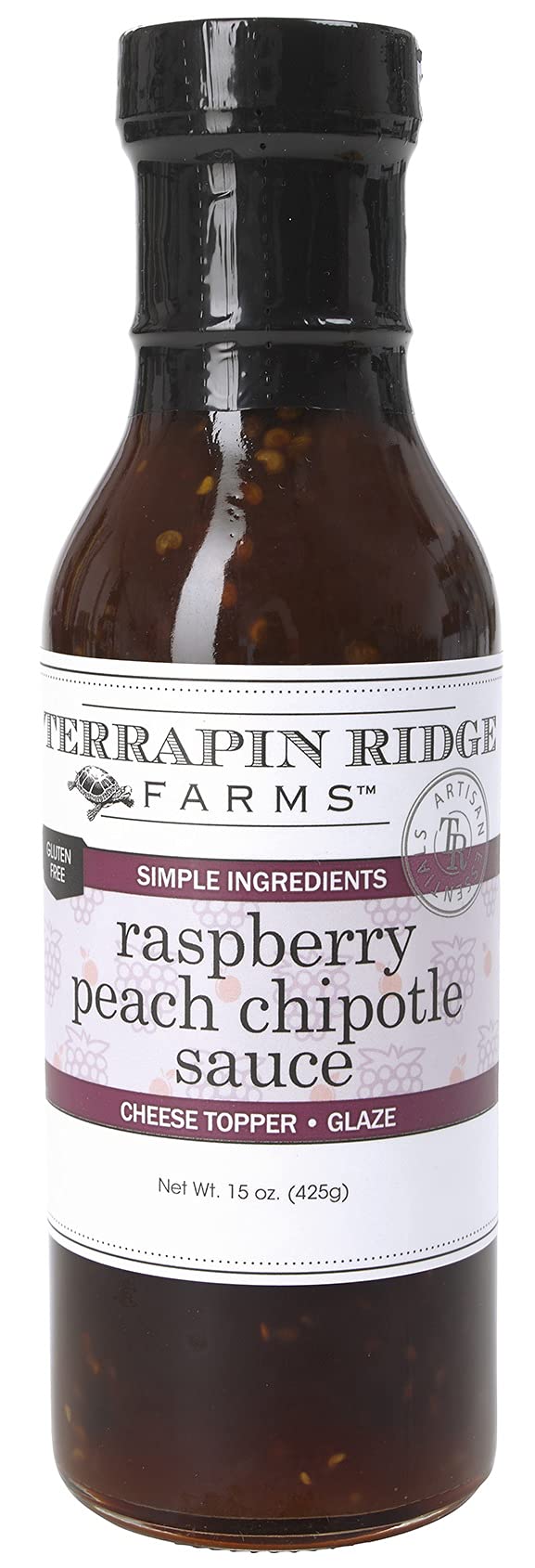 Terrapin Ridge Farms Raspberry Peach Chipotle Sauce – Sweet & Smoky BBQ Glaze and Spread – 15 Fl Oz Bottle