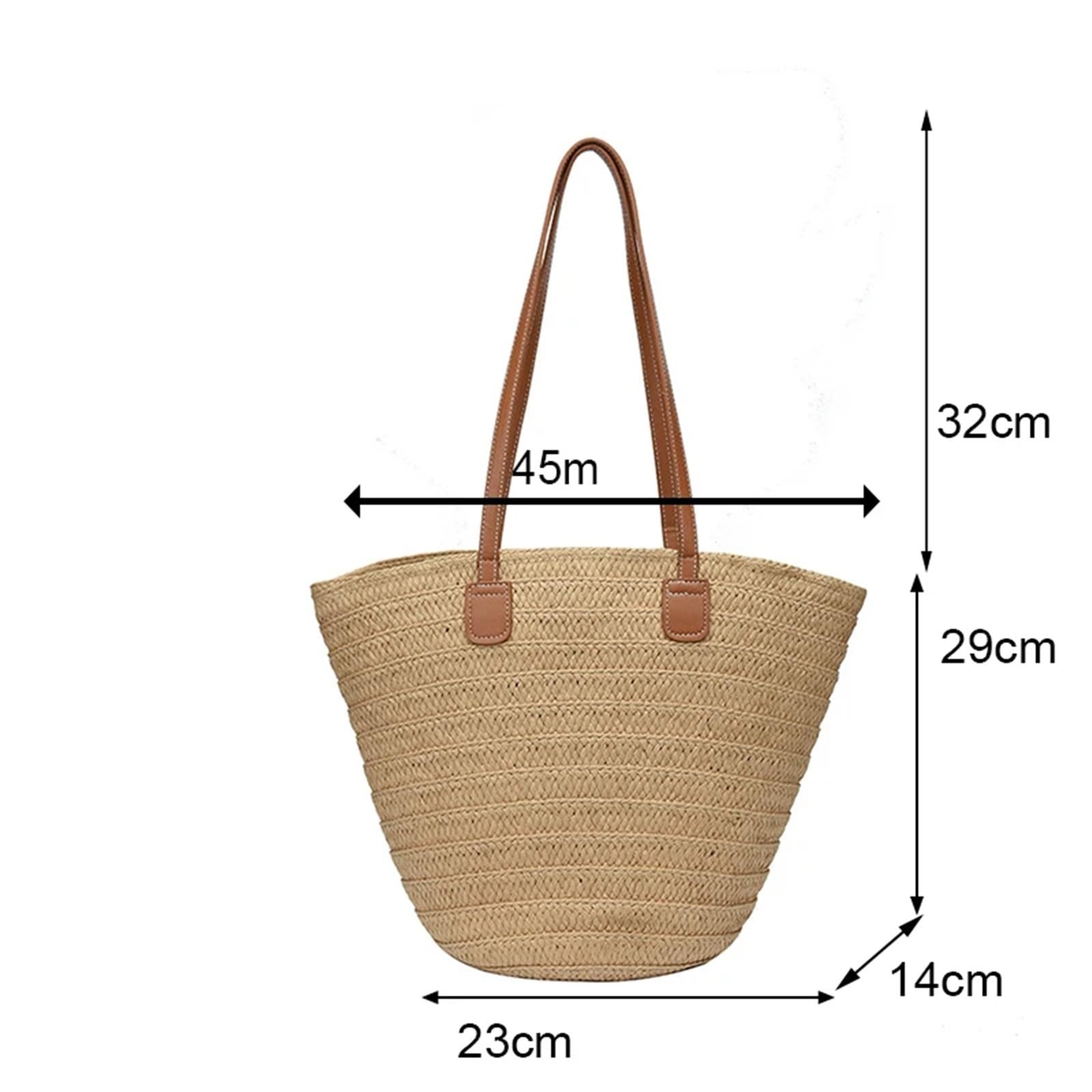 Bolso de Hombro de Paja Bolsos de mano cesta trenzada for mujer, bolso con asa superior, bolsos playa verano portátiles paja grande
