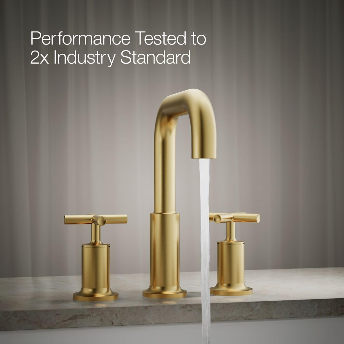 Kohler T14428-3-2MB Purist Deck-Mount High-Flow Bath Faucet Trim with Cross Handles, Valve Not Included, Vibrant Brushed Moderne Brass