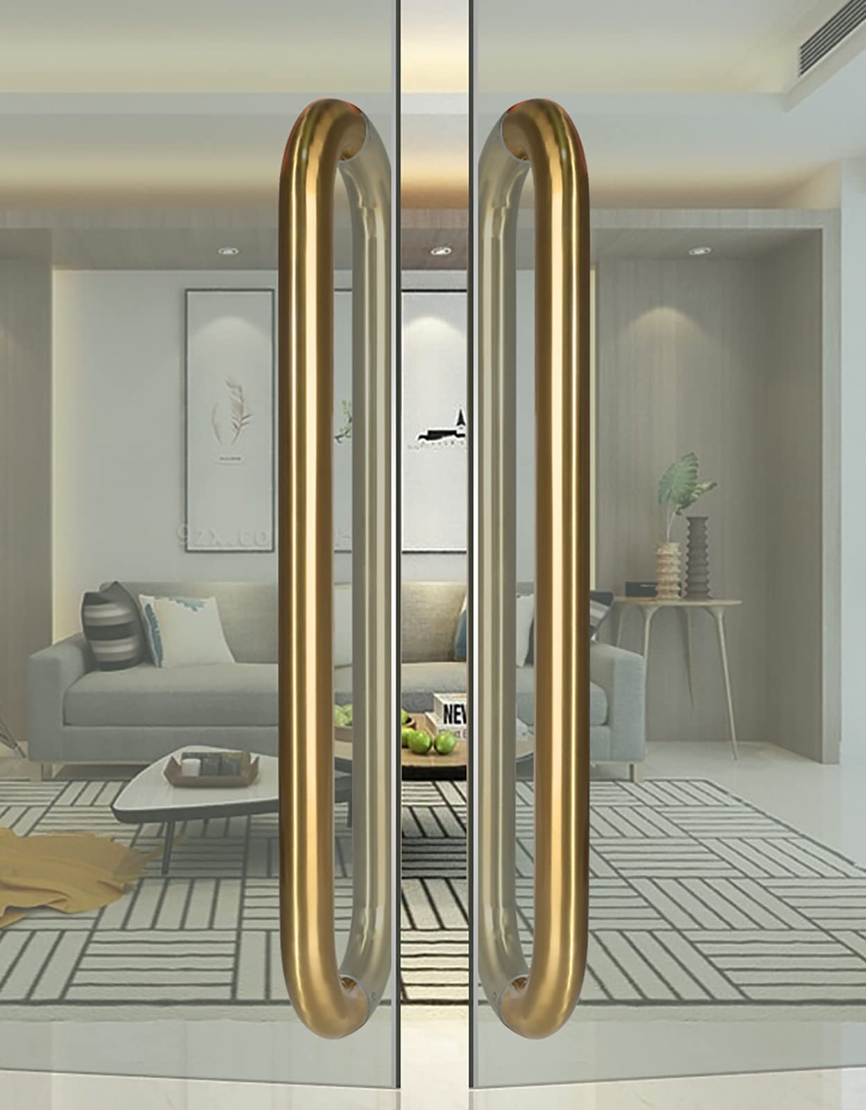 Set di maniglie per porte Maniglia per porta del fienile rotonda in acciaio inossidabile, maniglia per porta moderna in vetro pesante per doccia nella hall dell'hotel, barra scorrevole lunga