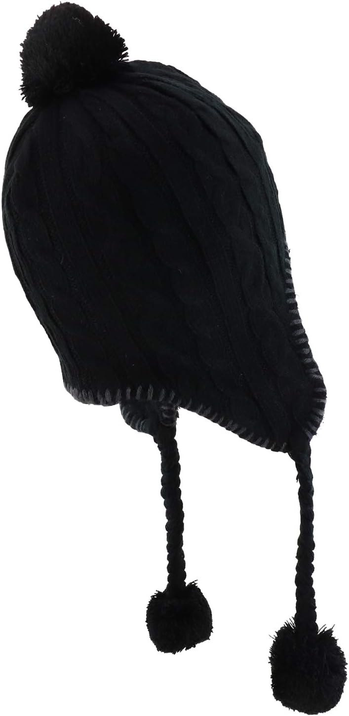 Trendy Apparel Shop Pom Pom Winter Ear Flaps Soft Fuzzy Peruvian Beanie Hat - Image 3