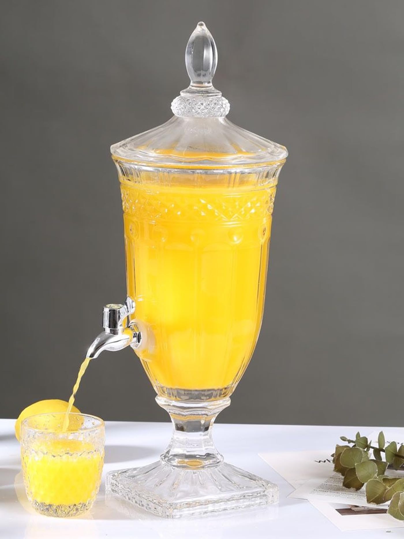 Distributeur de boissons en verre pour fêtes, carafes à liqueur en verre pour fêtes, mariages, limonades, eau froide et plus (A)