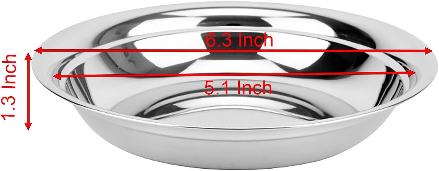 2 Pack Thicked Soup Bowel, 6.3 Inch Stainless Steel Seasoning Bowel for Serving Plates of Soup, Appetizer, Seasoning, Saucers, Sushi, Rice at Home, Party, Restaurants and Outdoors (16cm)