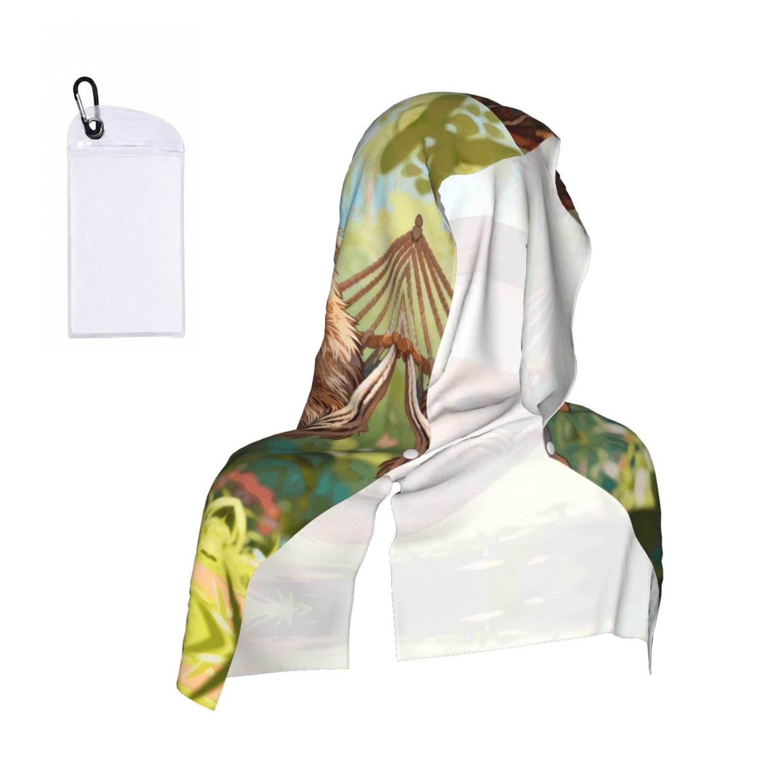 CNTDBU Animals in a hammock Cooling Towel Hooded-Instant Chill Neck Cover for Sports, UV Cooling Rag for Running Gym