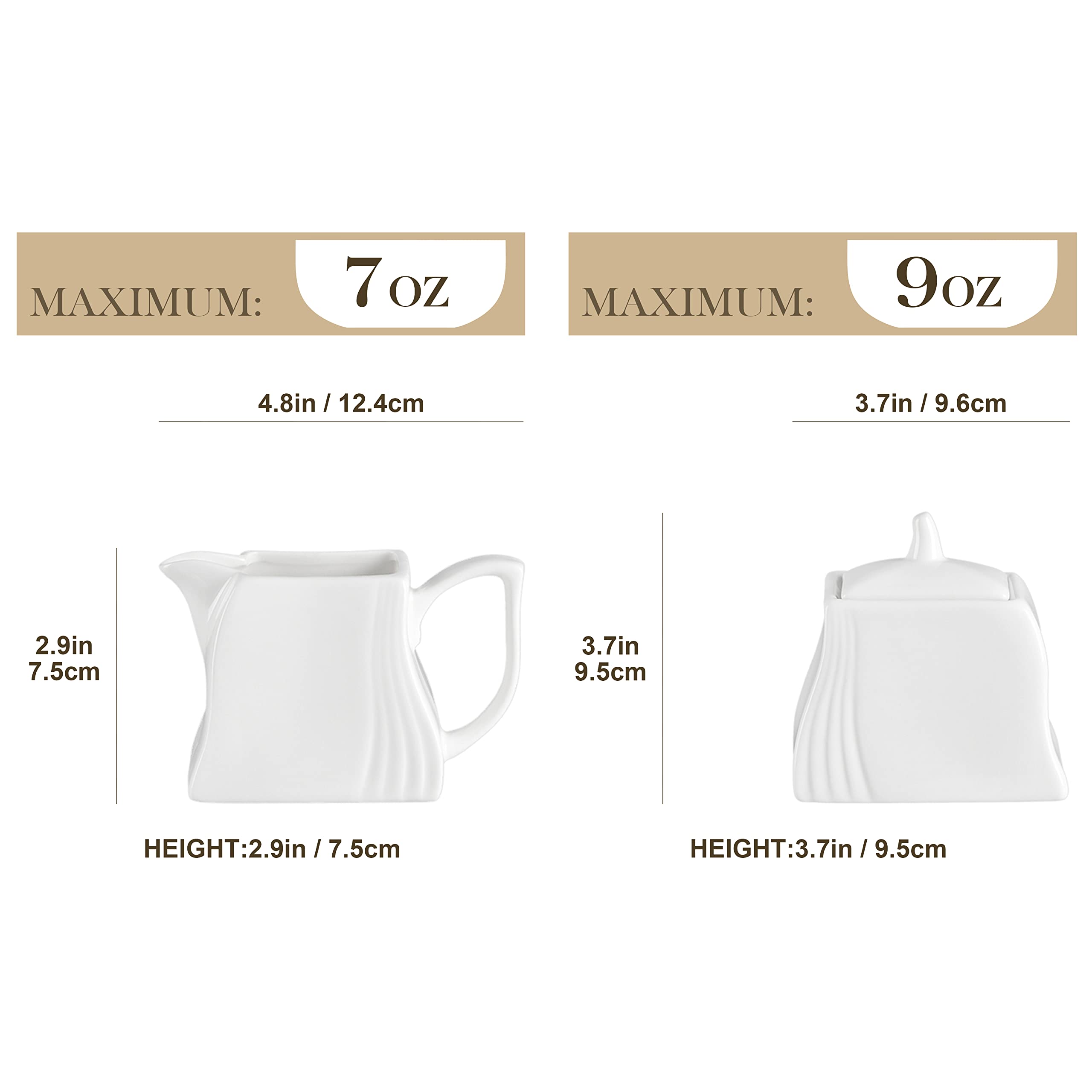 MALACASA | Porcelana leche y azúcar Set 3 TLG, azucarero y jarra de leche, azucarero con tapa y jarra de leche, recipiente para leche y azucarero, recipiente de azúcar blanco, serie AMPARO