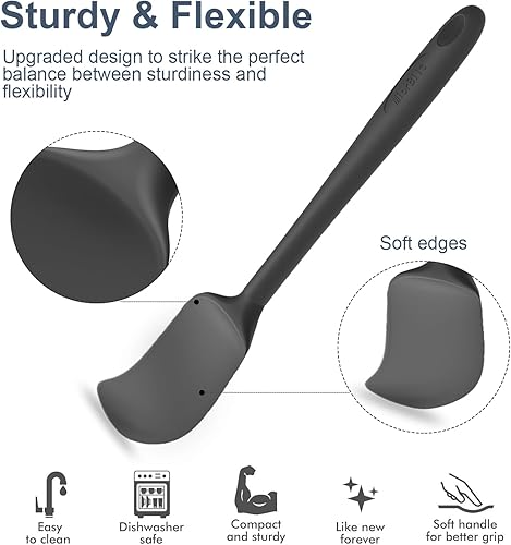 Miniatura 3 de Juego de 6 espátulas de silicona, grado alimenticio, resistentes a altas temperaturas, aptas para lavavajillas, aptas para cocina, hornear, cocinar