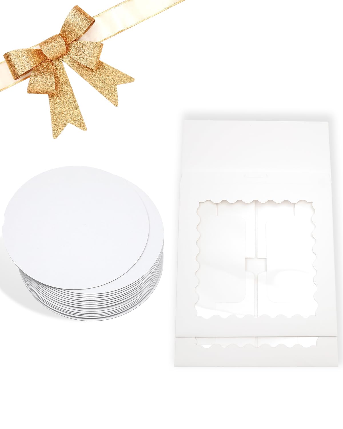 HOKIP Witte venster hoge taartdoos | 25 inch dozen met deksels | 25 x 10 x