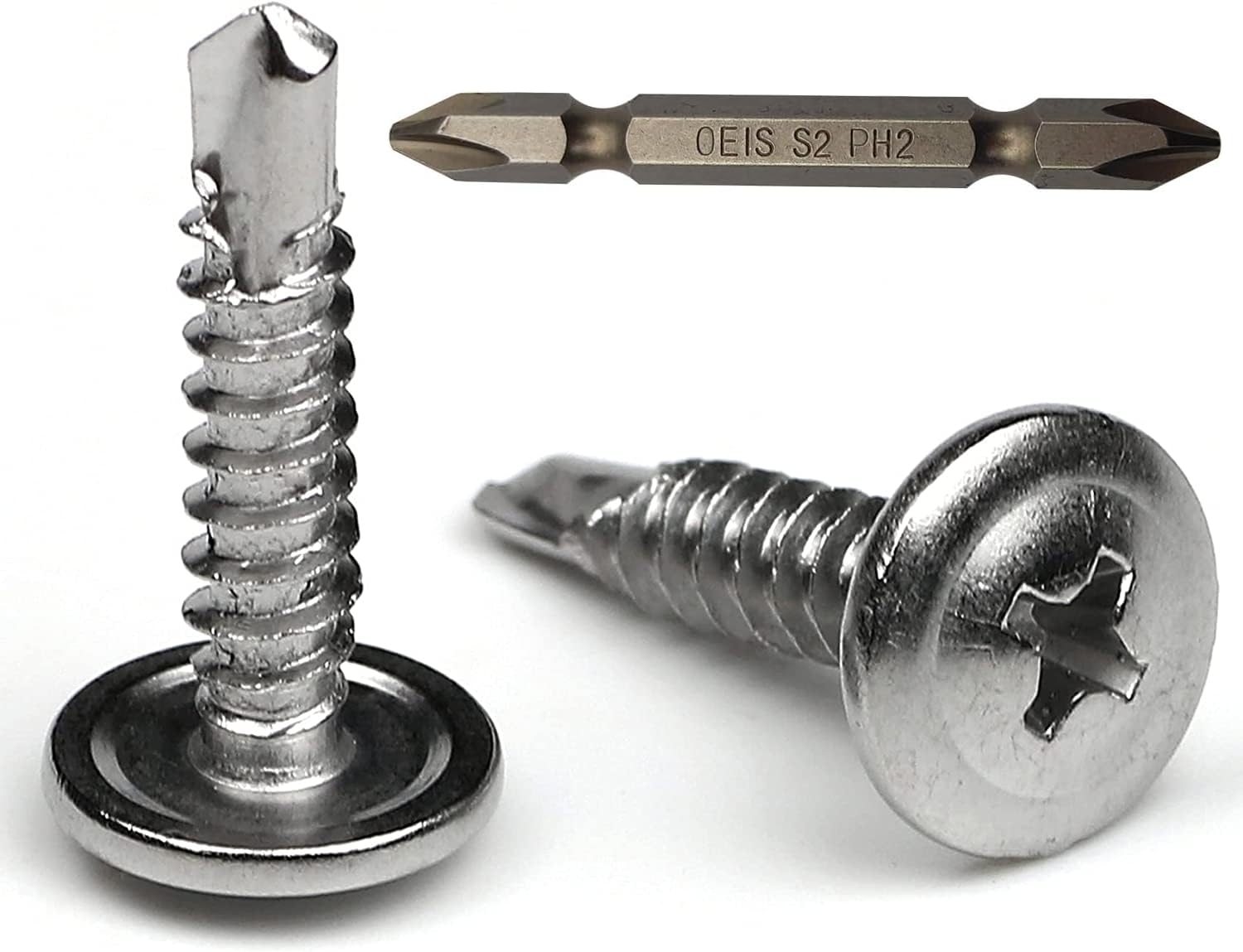 Stainless Steel Tapping Screws 8 X 1/2 (100 Pack) Wafer Head , 410 Stainless Steel Phillips Modified Truss Head Self Tapping Screws For Sheet Metal, No Self Drilling Screws