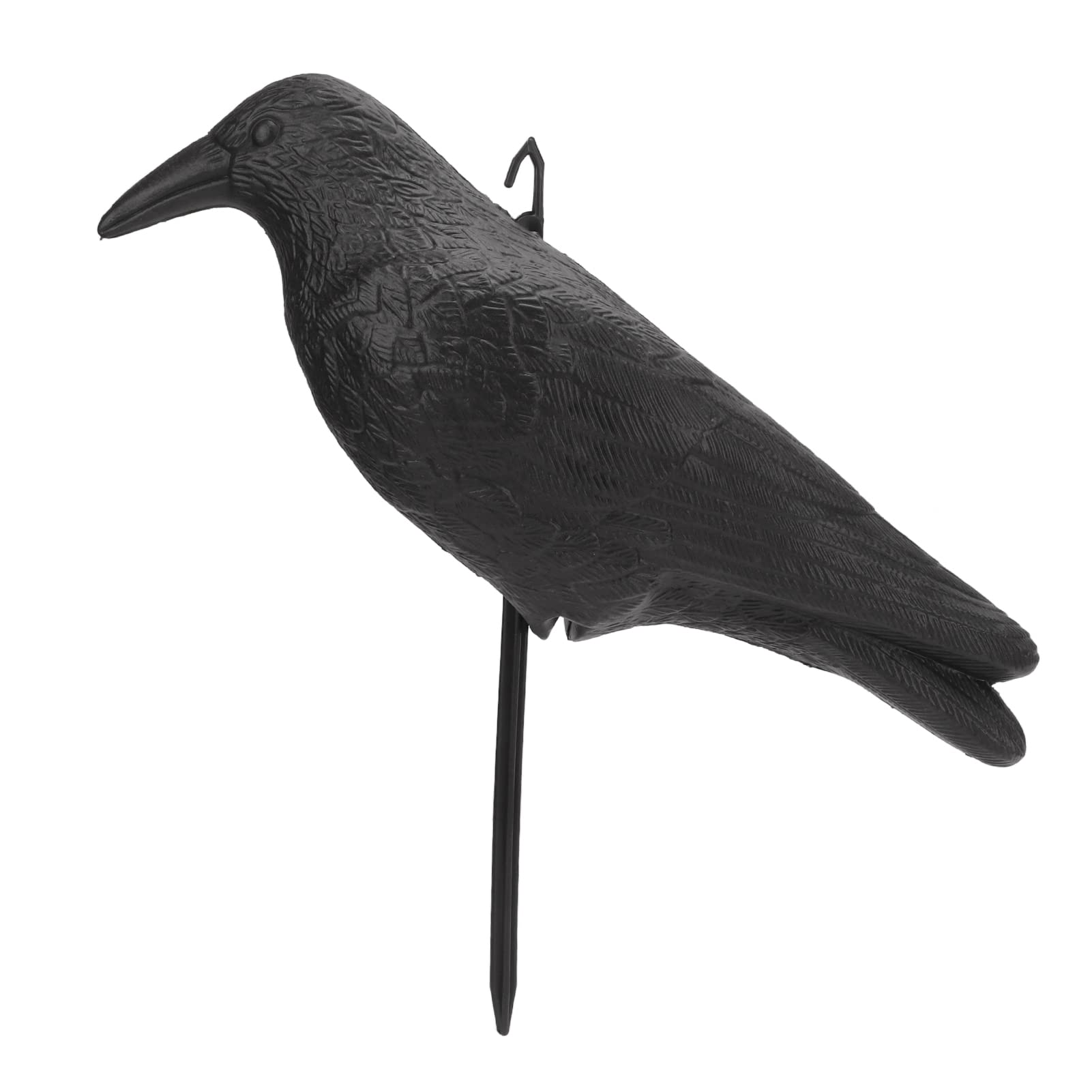Cuerpo Principal del Señuelo de Cuervo, con Poste para Atraer la Caza y Asustar a los Pájaros P E Crow PE Decoración de Patio de Simulación Negra