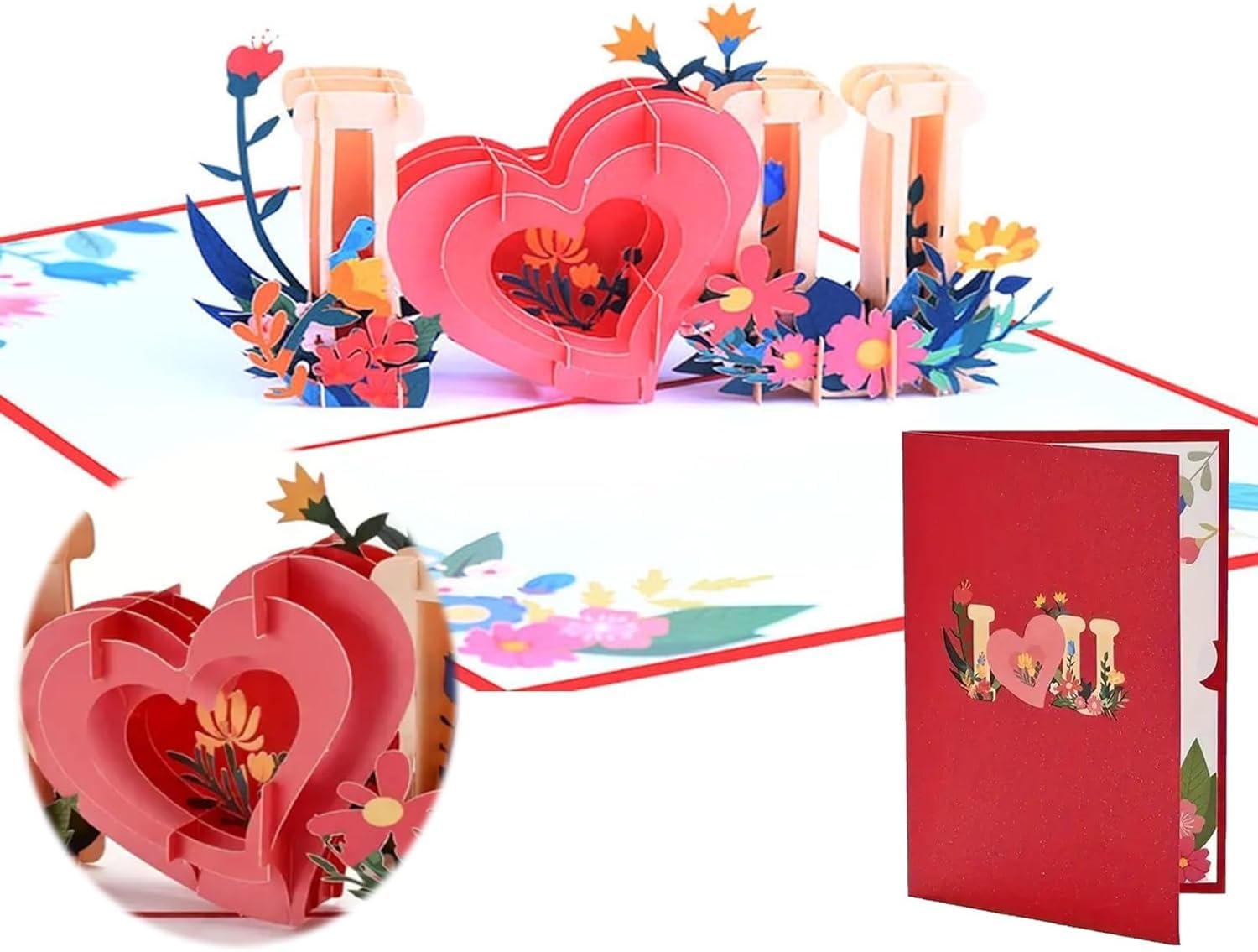 Pop-Up-Karte zum Valentinstag, Muttertagskarte für Mutter, 25,9 x 17,8 cm, "I Love You", 3D-Pop-Up-Karten – mit Herz-Münze für Valentinstag, Jahrestag, Muttertag, Happy Birthday