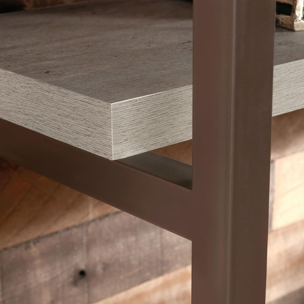 Desk Hutch with 1-Inch Thick Top, 60" Open Storage Shelf for Work Table, Metal Frame Hutch with Open Shelves, Brown & Grey