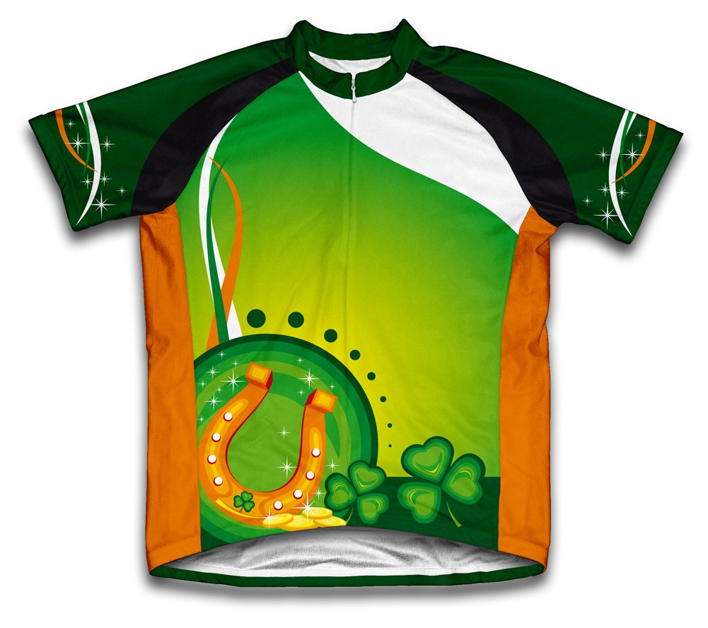 ScudoPro St. Patrick's Day Horse Shoe Short Sleeve Cycling Jersey for Youth - Size XS Green