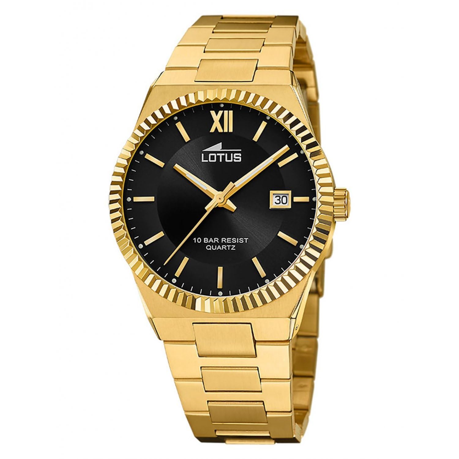 LOTUS Reloj Hombre Analógico de Acero Inoxidable 316l Dorado