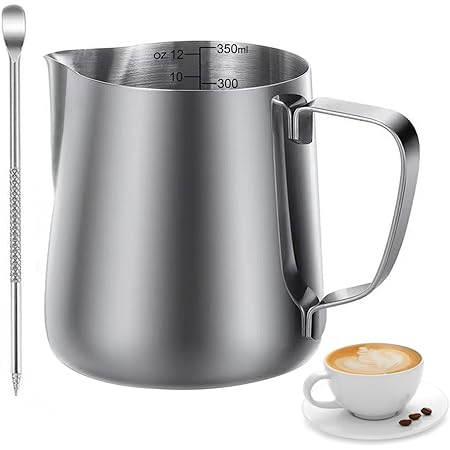 HOTUT Milchkännchen 600ml Edelstahl - Latte Art Set Für Perfekten Kaffee