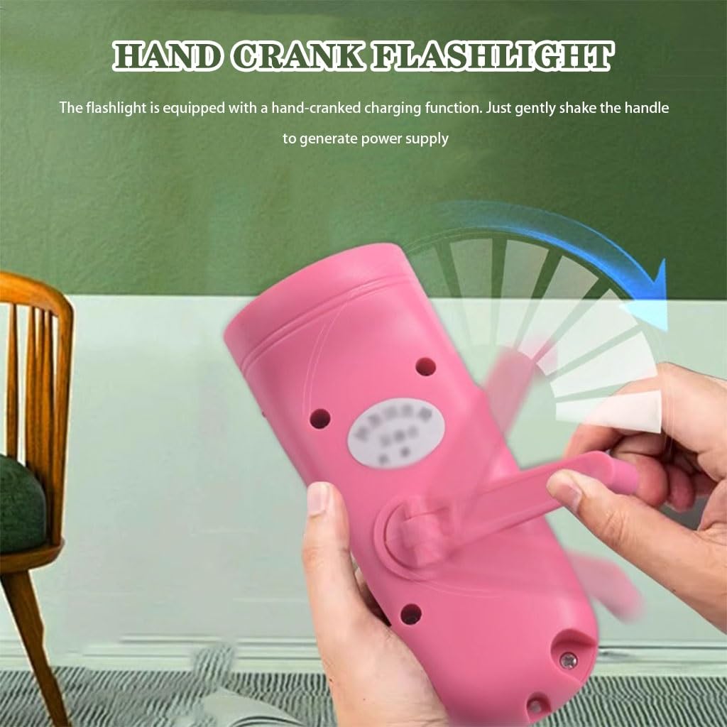Generico Torcia Solare Ricaricabile per Esterni, Torcia di Emergenza A Manovella, Torcia Manuale Alimentata Tramite USB per Uso Domestico, Plastica ABS, per Terremoti, Incendi(Pink Color,3pcs)