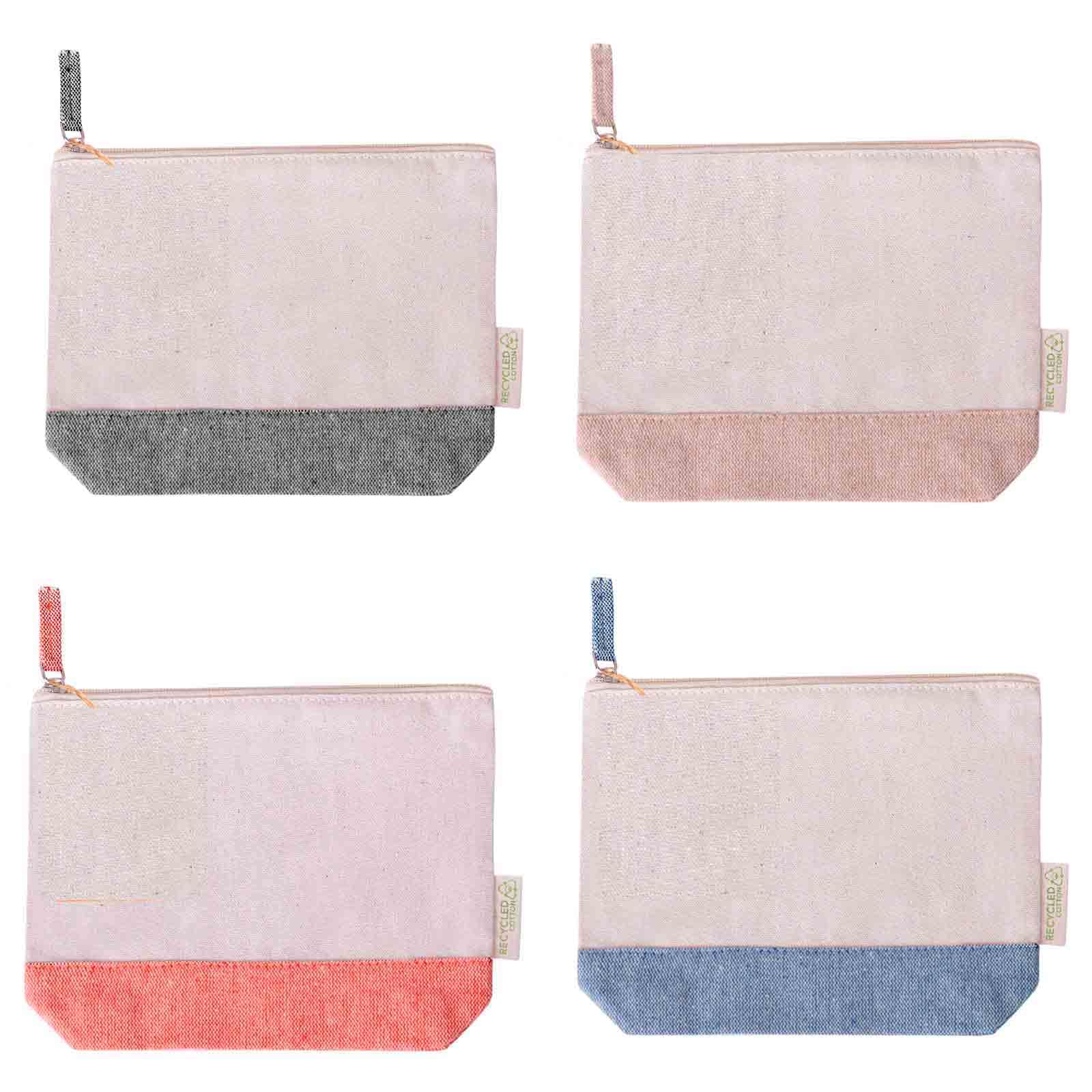 ADRI - Estuche Neceser Bicolor para Detalles, Bolsa con Cremallera de algodón Reciclado para Pintar o Personalizar. 23 x 18 x 8 cm. Bolsas Neceser de Viaje (Variado, 30)