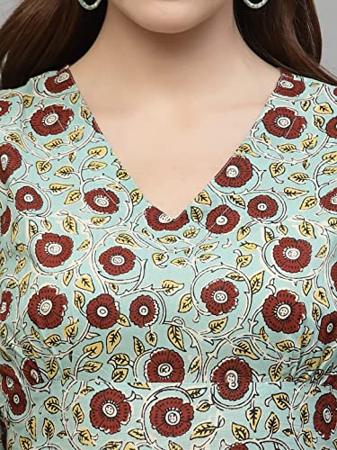 Image of Stylum Women's Self Woven Kantha Cotton Kurti Pant Set