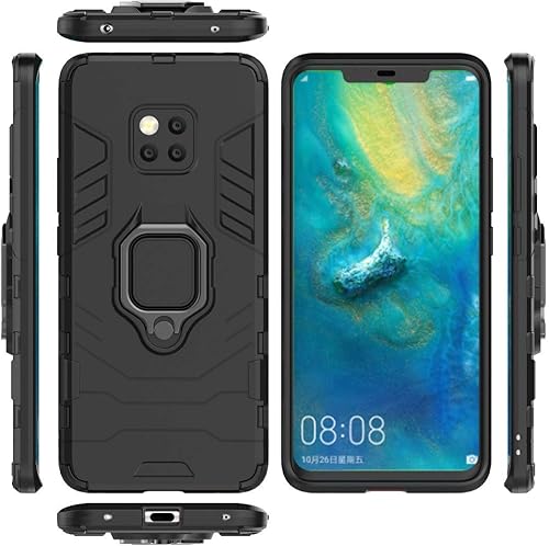 Miniatura 4 de Compatible con Huawei Mate20 Pro, funda de metal con anillo de agarre a prueba de golpes (funciona con soporte magnético para automóvil), funda