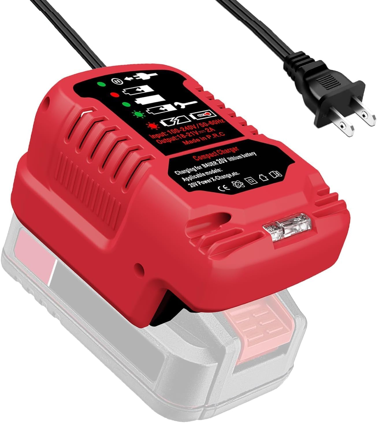 Mini for Bauer 20V Battery Charger, US Plug 110V, Compact Replacement for Bauer 20V Hypermax 1701C-B, (Battery Not Included)