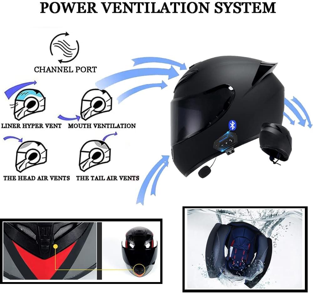 Modułowy kask motocyklowy zintegrowany Bluetooth Homologowany ECE Kask pełnotwarzowy Motocykl Mężczyźni Kobiety Dorośli Modułowe Kaski z Mikrofonem do Motocykla Skuter S~XXL (55 ~ 64 CM)