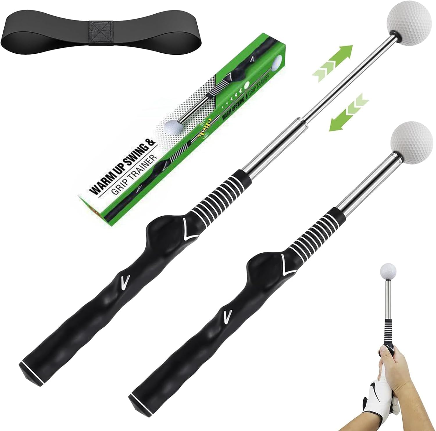 Retractable Golf Swing Trainer with Arm Band, Aid Golf Grip Trainer Tool, Right-Handed Training Aid for Chipping and Hitting Practice, Ideal for Beginners, Indoor and Outdoor Practice-image-46