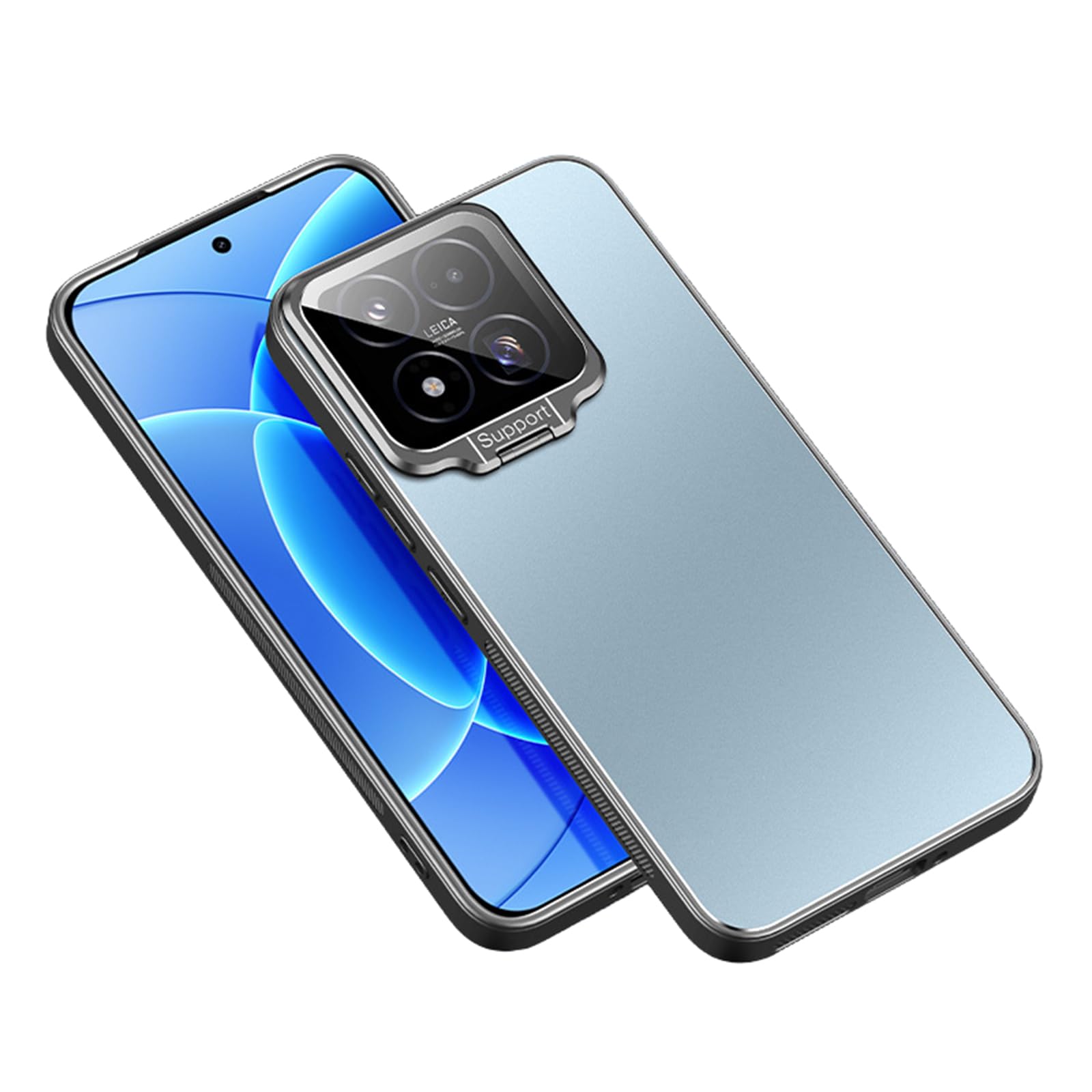 FDUJINH Shell for Xiaomi 17Max, Hidden Kickstand Slim Case Full Wrap Lens Protection Anti-Slip Minimalist Hard Cover,Blue,17Max