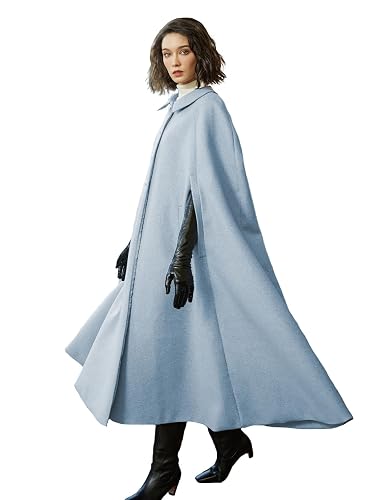 BEAUTELICATE Wool Blend Cloak Slit Sleeve 2 Pockets Turn-Down Collar