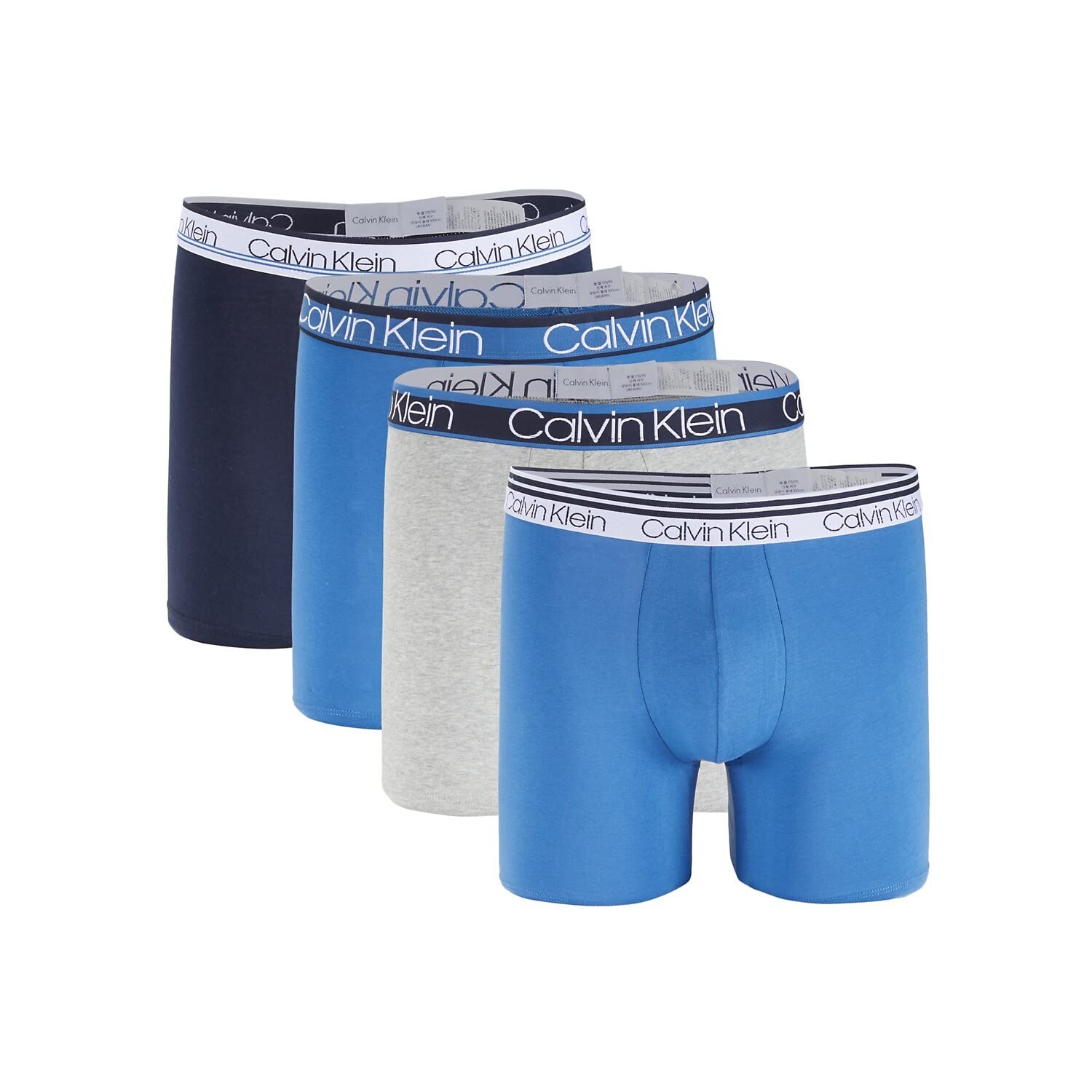 Calvin Klein Men s Variety Waistband Cotton Stretch Boxer Briefs 4 Pack Black NP2428-431 G 2Blue Large