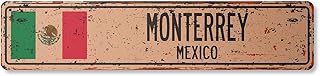 Monterrey Mexico Vintage Plastic Street Sign Mexican Flag City Country Road Wall Gift | Indoor/Outdoor | 18" Wide