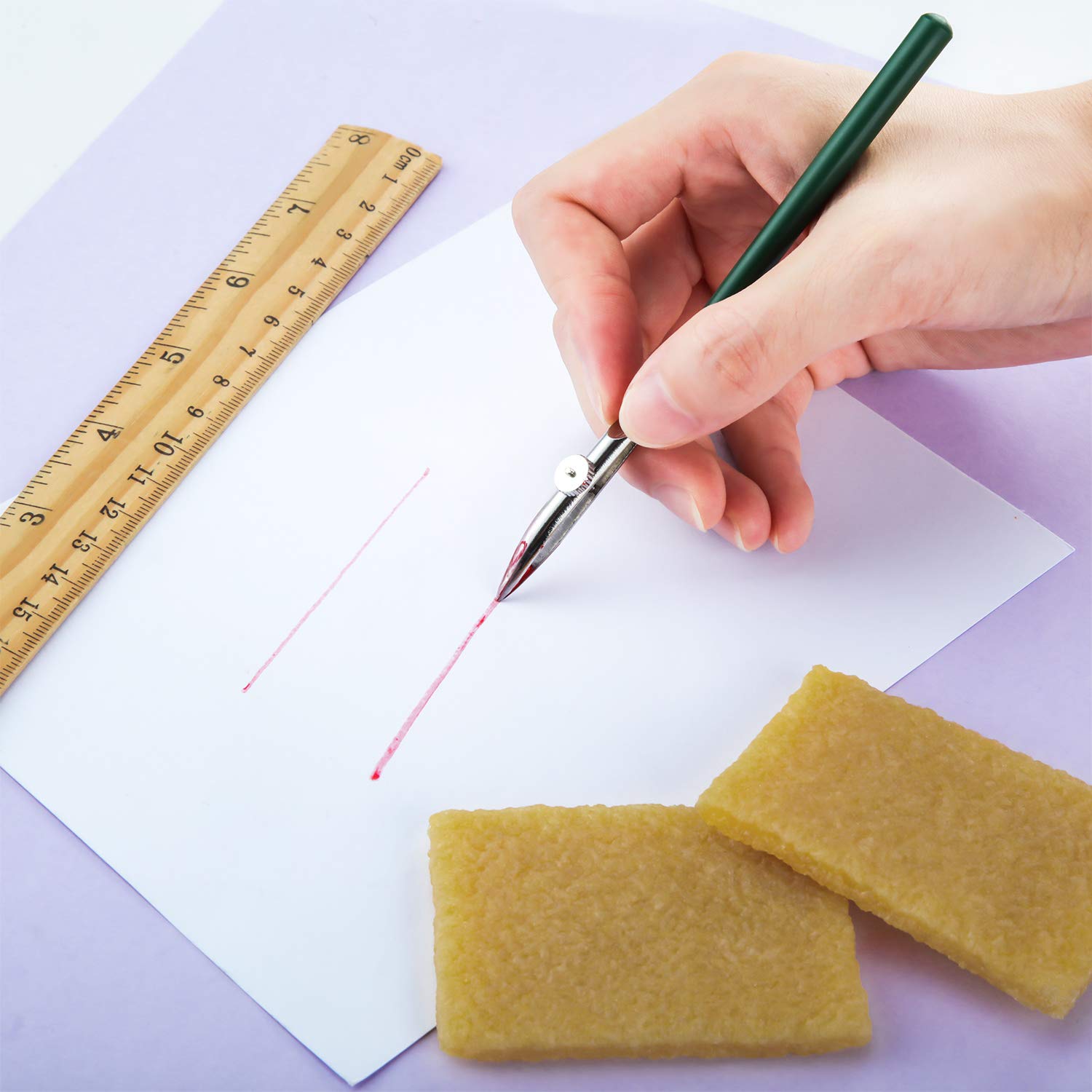 Outus Art Ruling Pen Set, Including Ruling Ink Masking Fluid Pen with 2 Pieces Glue Residue Eraser for Drawing Mounting Art Artists - Image 3