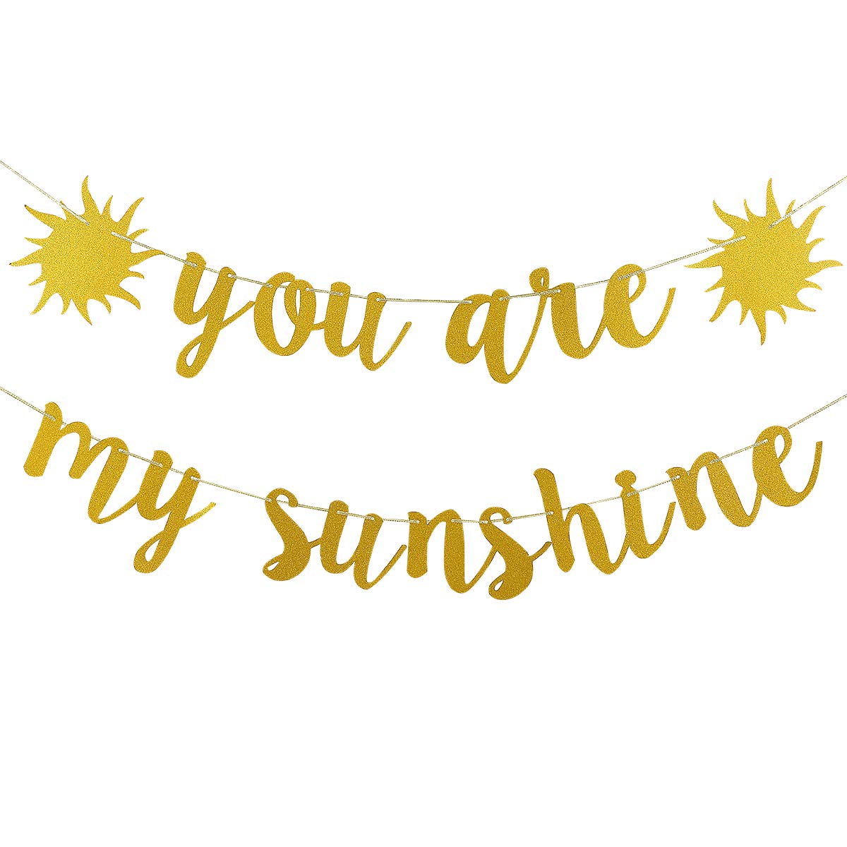 You Are My Sunshine Banner Gold Glitter Sunshine Birthday Banner Decorations for Kids Boys Girls Birthday Party Decorations Supplies