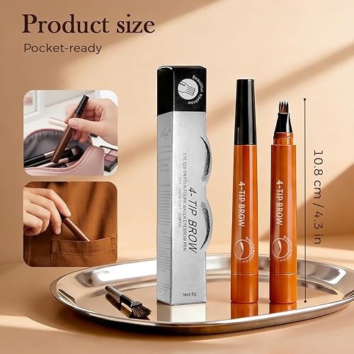 Miniatura 6 de Lápiz de cejas Microblading, resistente al agua, para mujer, con 4 puntas, maquillaje mágico natural para cejas, lápiz de contorno de trazos finos,