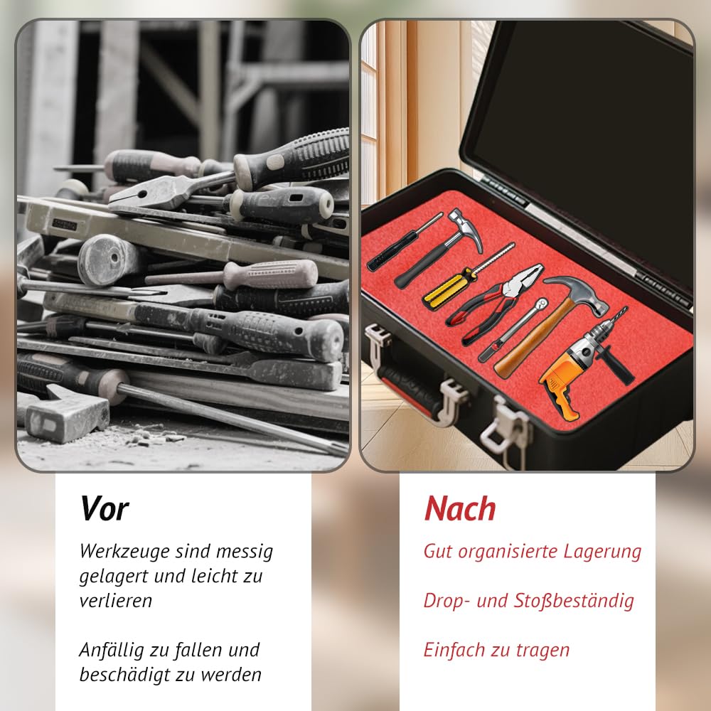 Besttoolifes Gitterschaum 4er-Set - 405x305x40mm Werkzeug-Schaum Für Transport & Lagerung