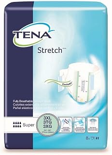 TENA ProSkin Stretch Super Bariatric Briefs, Heavy Absorbency Unisex 3X-Large - 32 Count (4 Packs)