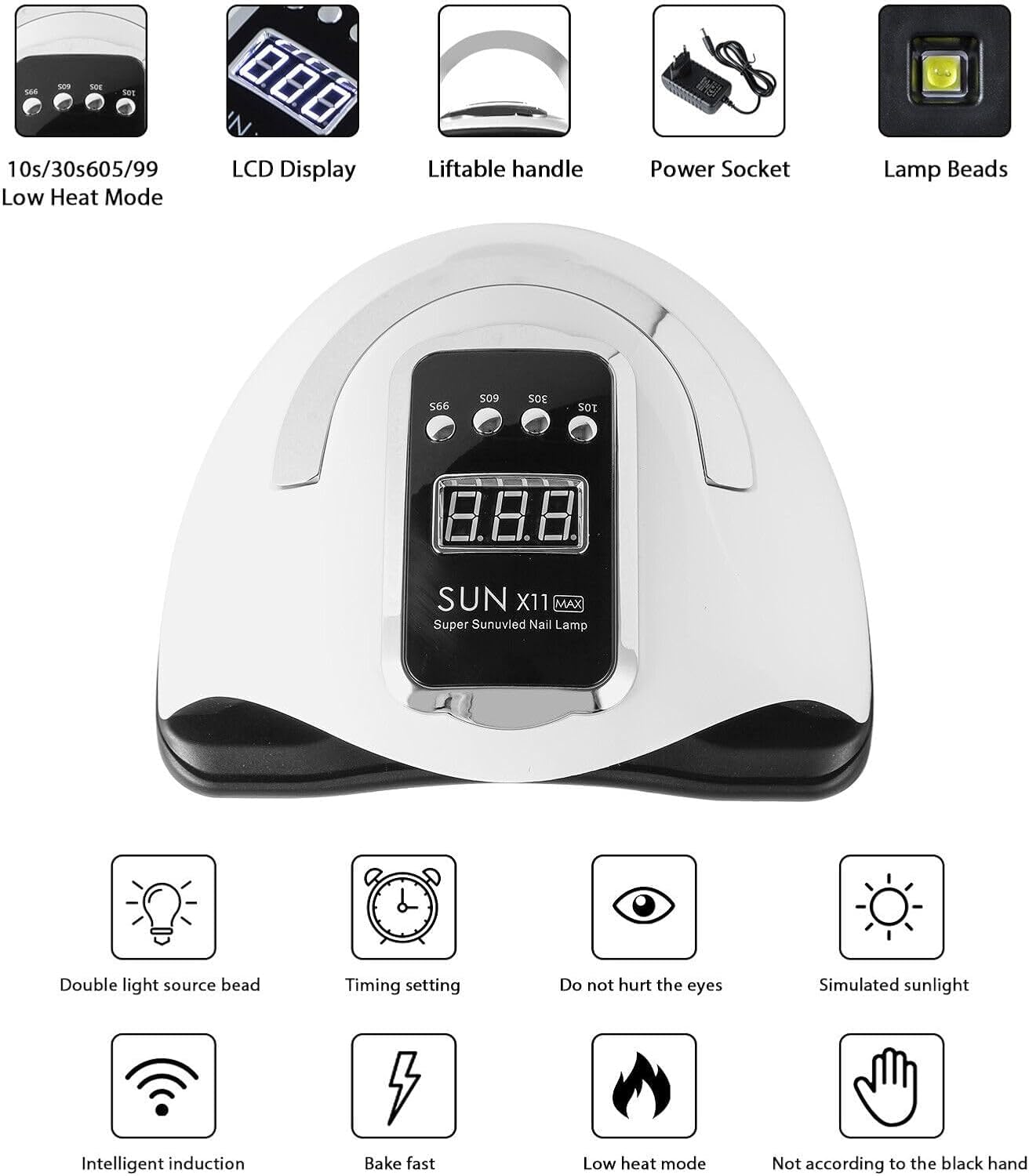 Trintion nageltrockner Lampe LED Nagel Lampe 280W uv Lampe für gelnägel UV Gel Lichthärtungsgerät mit Timer und Bewegungssensor für Finger Zehennagel und für Alle Gel Nagellack Shellac