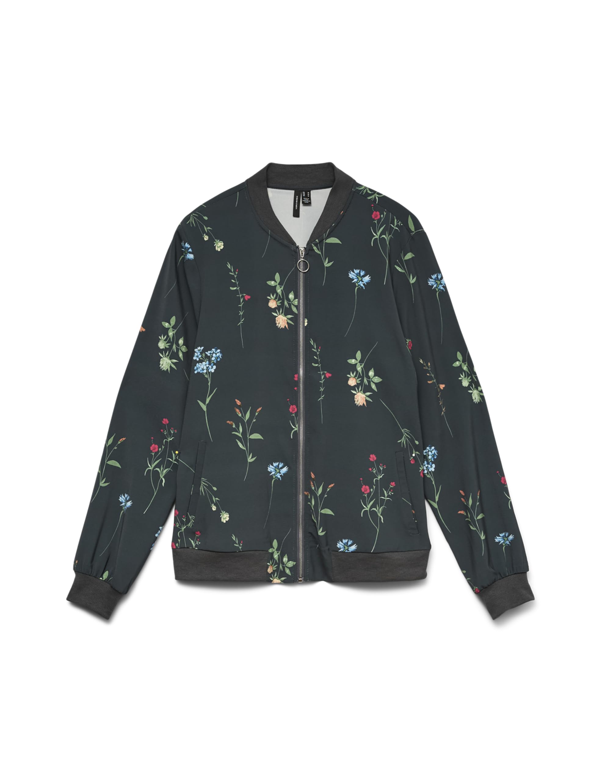 VERO MODA Women's Tailoring Blouson Jacket, Fly Away Collar, Zip, Versatile Lightweight Jacket | Coat XL Asphalt