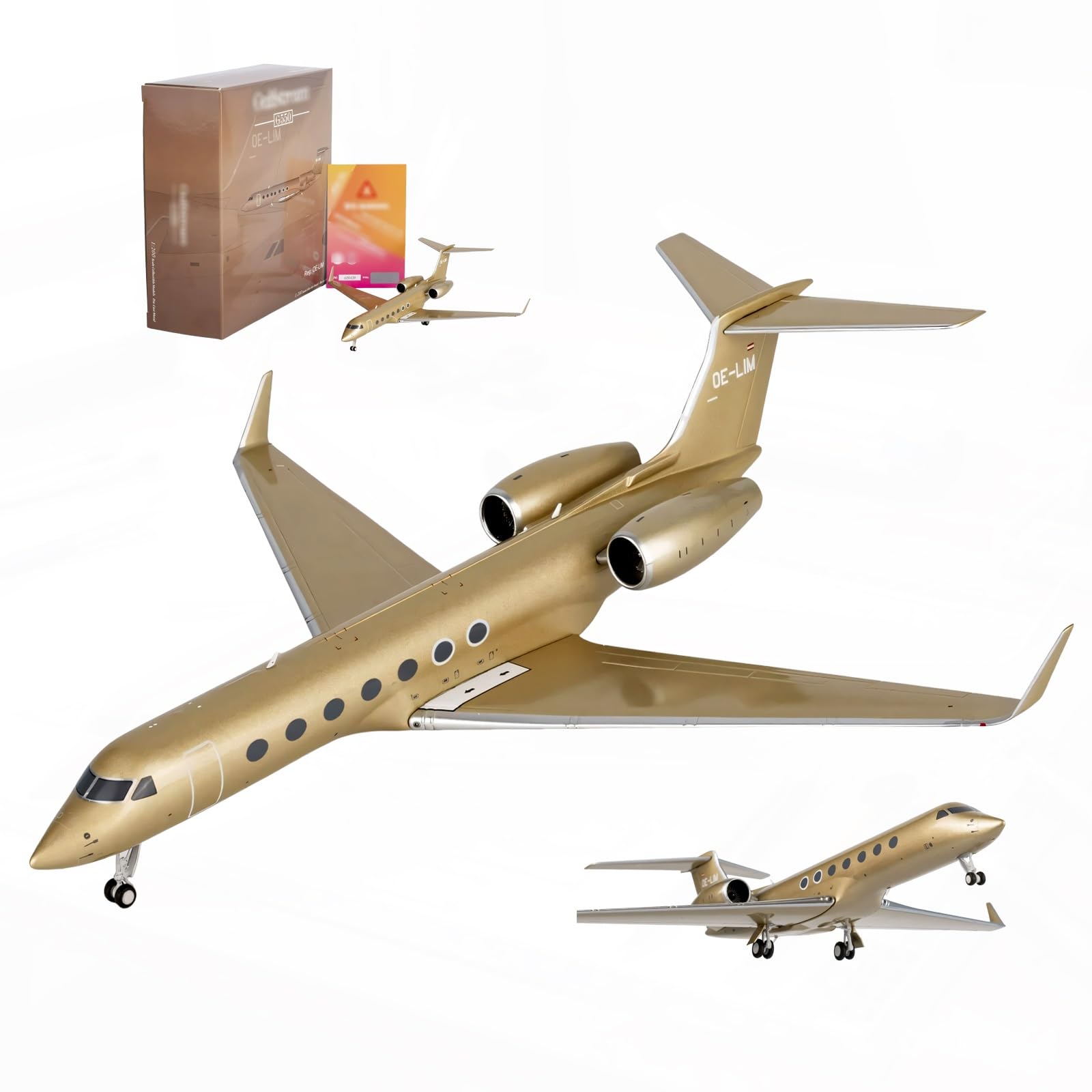 Modello jet privato G550 scala 1:200 resina grandi dimensioni con kit espositore, aereo pressofuso alta qualità for l'arredamento casa ufficio, collezionisti appassionati aviazione