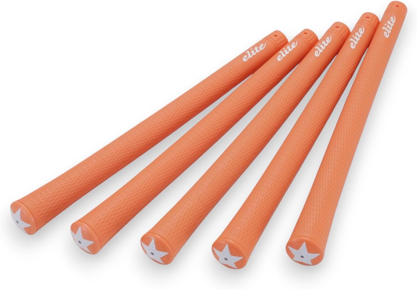 elitegrip Standard Series S48 Star Golf Grips - Grip Ends - Body Shape, Grip Point, Rhinestone, No Backline, M58/M60/M62, Wild Orange, Length 10.4 inches (265 mm), Set of 5