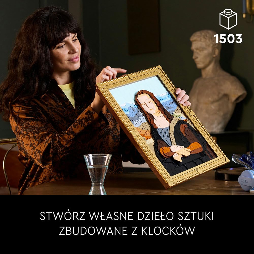 LEGO Art Mona Lisa 31213 | Obraz z klocków, zestaw konstrukcyjny dla dorosłych, prezent dla fana sztuki, dla kobiet i mężczyzn, 1503 elementy