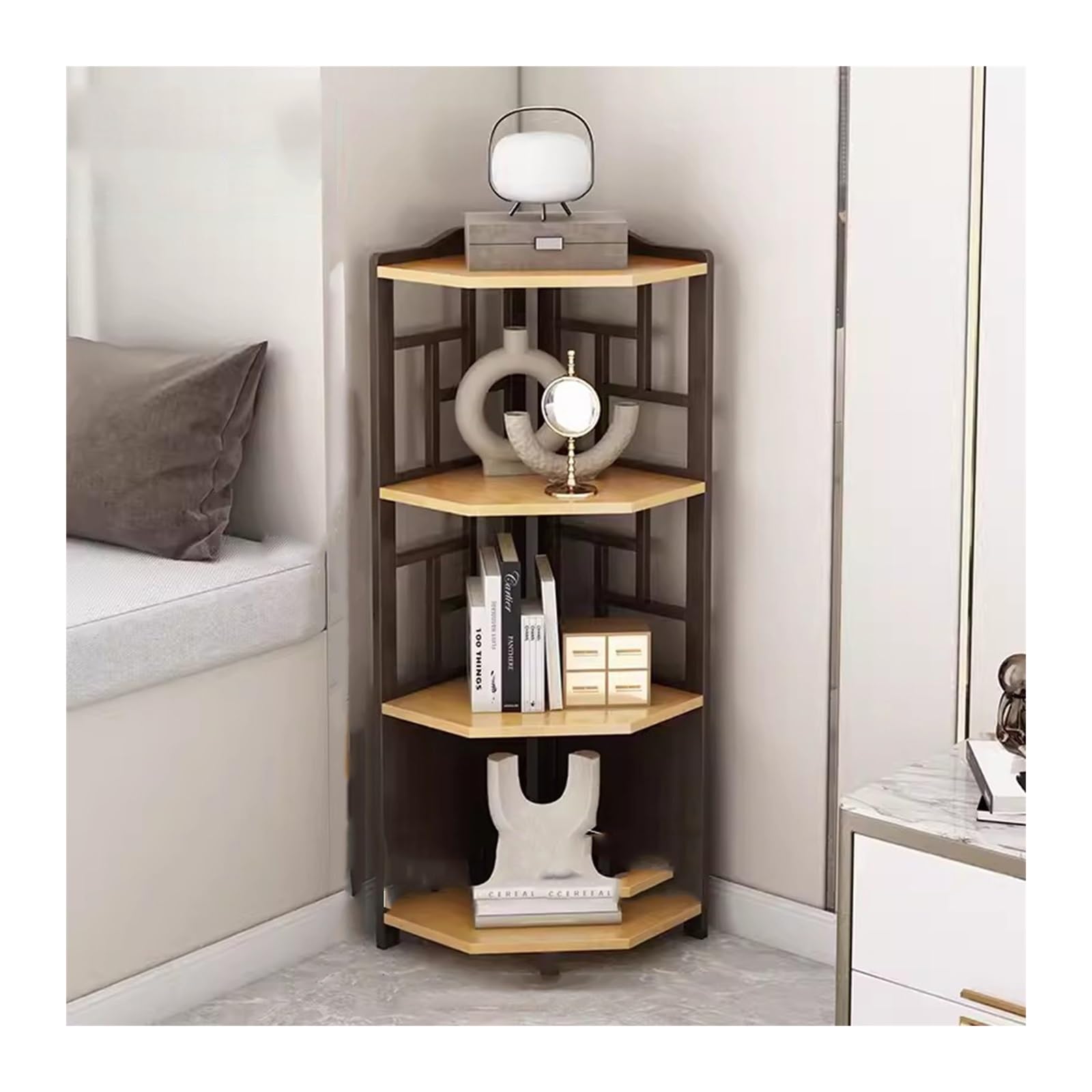 Table d'appoint meuble d'angle huanglyc-232 étagère de rangement